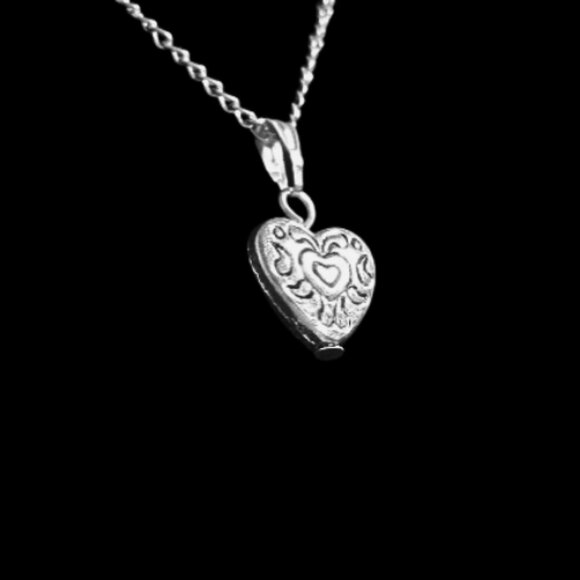Petite Embellished Silver Heart Necklace - Picture 2 of 5